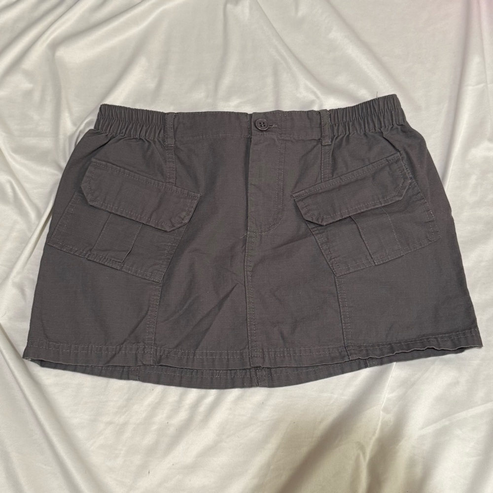 Gray Cargo Mini Skirt
